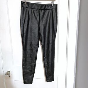 Ann Taylor Loft Women’s Medium M Faux Leather Skinny Leg Stretch Black Pants